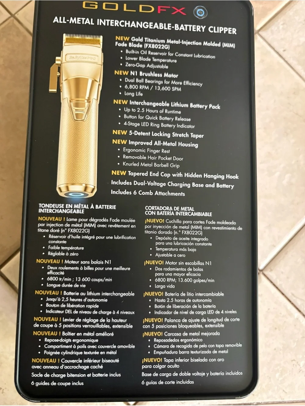 BaBylissPRO GoldFX FXONE Professional Cord/Cordless Clippers #FX899G